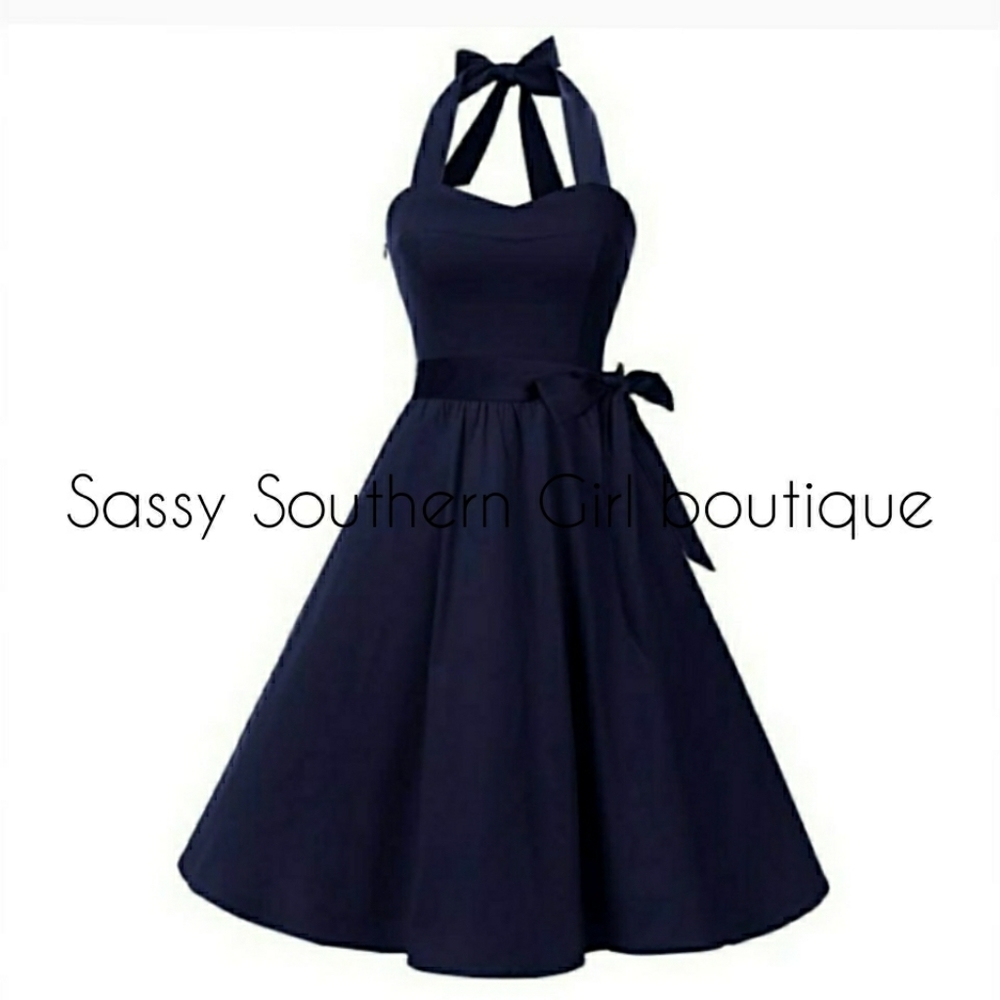 🆕⭐Retro Navy blue halter dress⭐